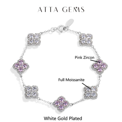 Pulsera de moissanita diseño de trébol