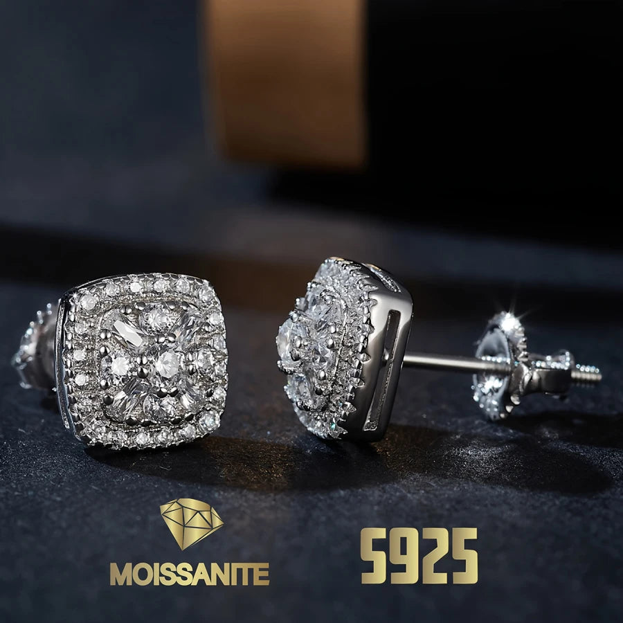 Aretes cuadrados de moissanita