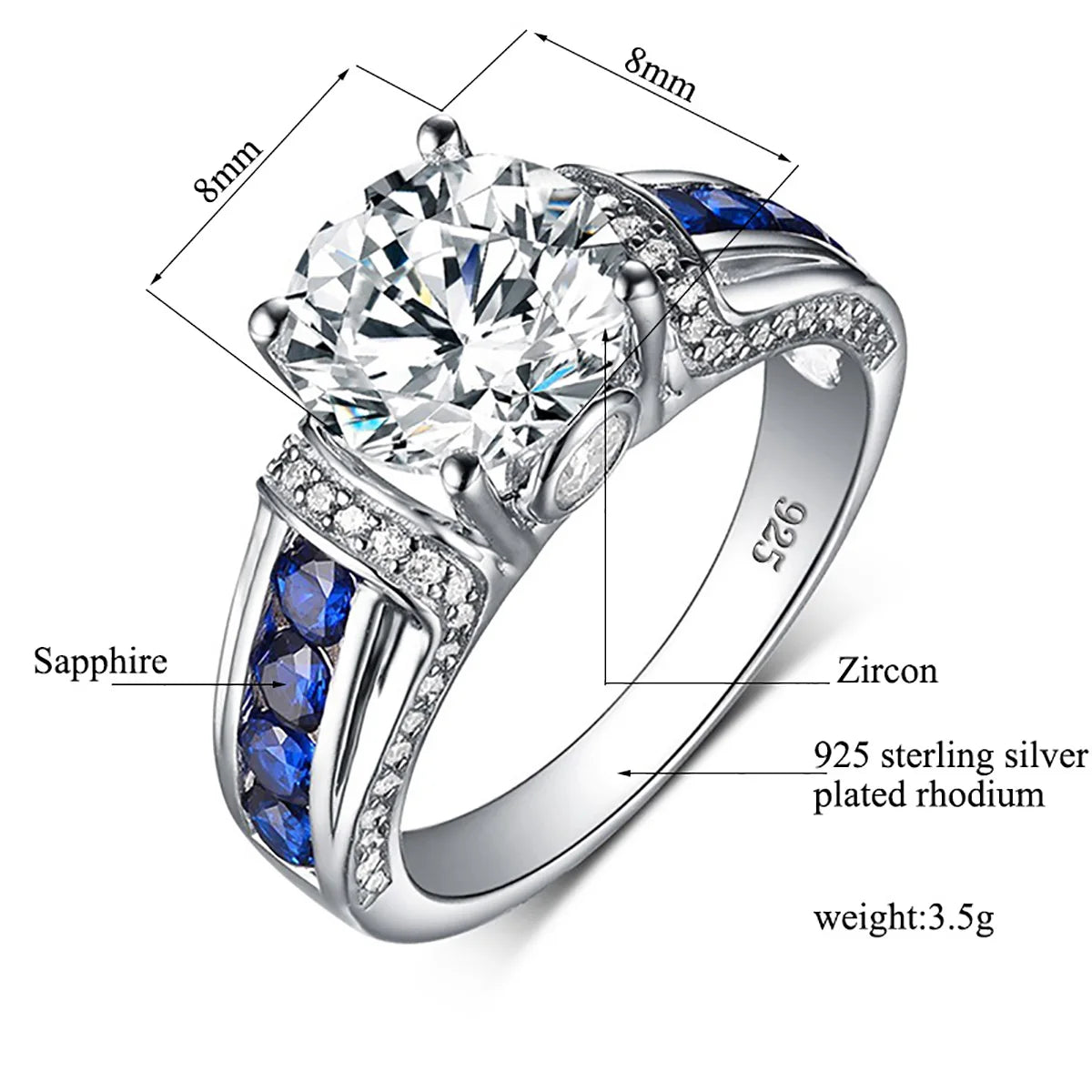 Anillo de compromiso moissanita de 2 quilates