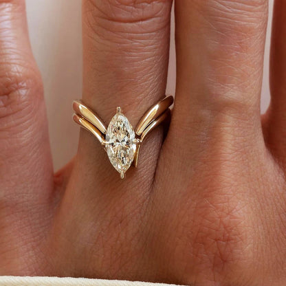 BXINY-Conjunto de anillos de moissanita de corte marquesa, placa de plata S925, oro de 18 quilates para mujer, certificado GRA, diamante de laboratorio, boda, regalos, joyería