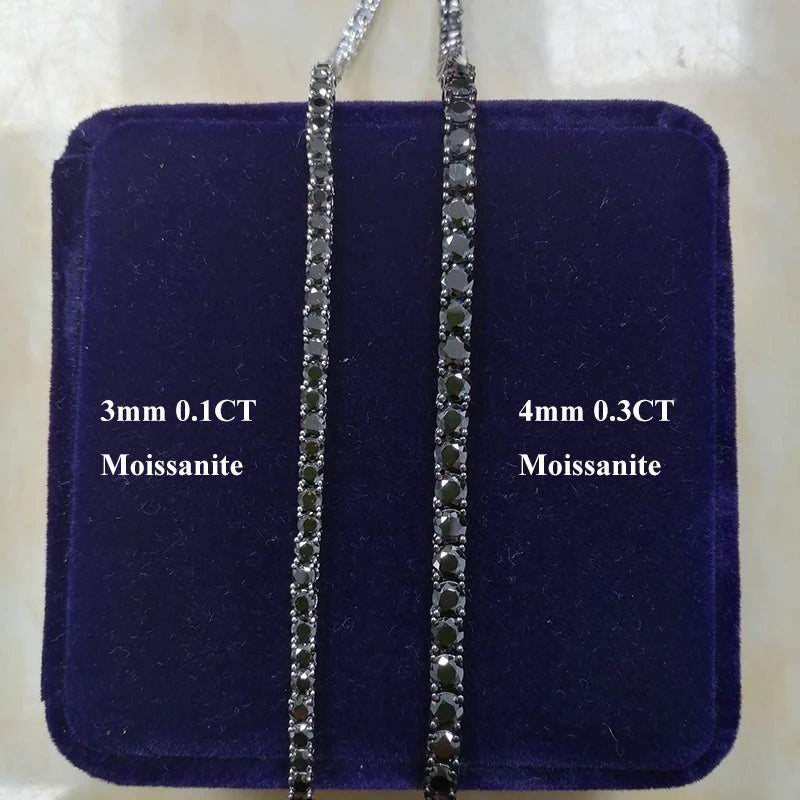 Collar tennis de moissanita negra de 3 - 6.5 mm