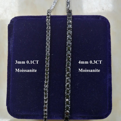 Collar tennis de moissanita negra de 3 - 6.5 mm
