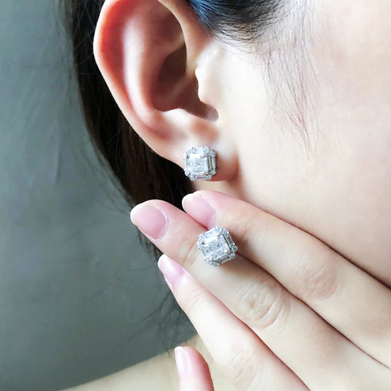 Juego de aretes Unisex de moissanita de 2 quilates