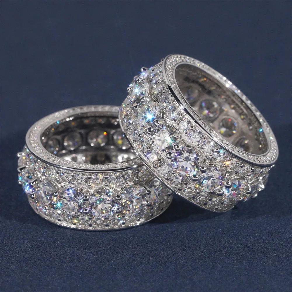 Anillo Ice Out de moissanita unisex