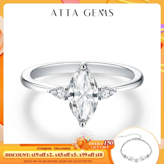 ATTAGEMS-Anillo de moissanita 2023 para hombre y mujer, Sortija de plata de ley 925 auténtica, joyería fina de aniversario, regalo de boda, 1 quilate