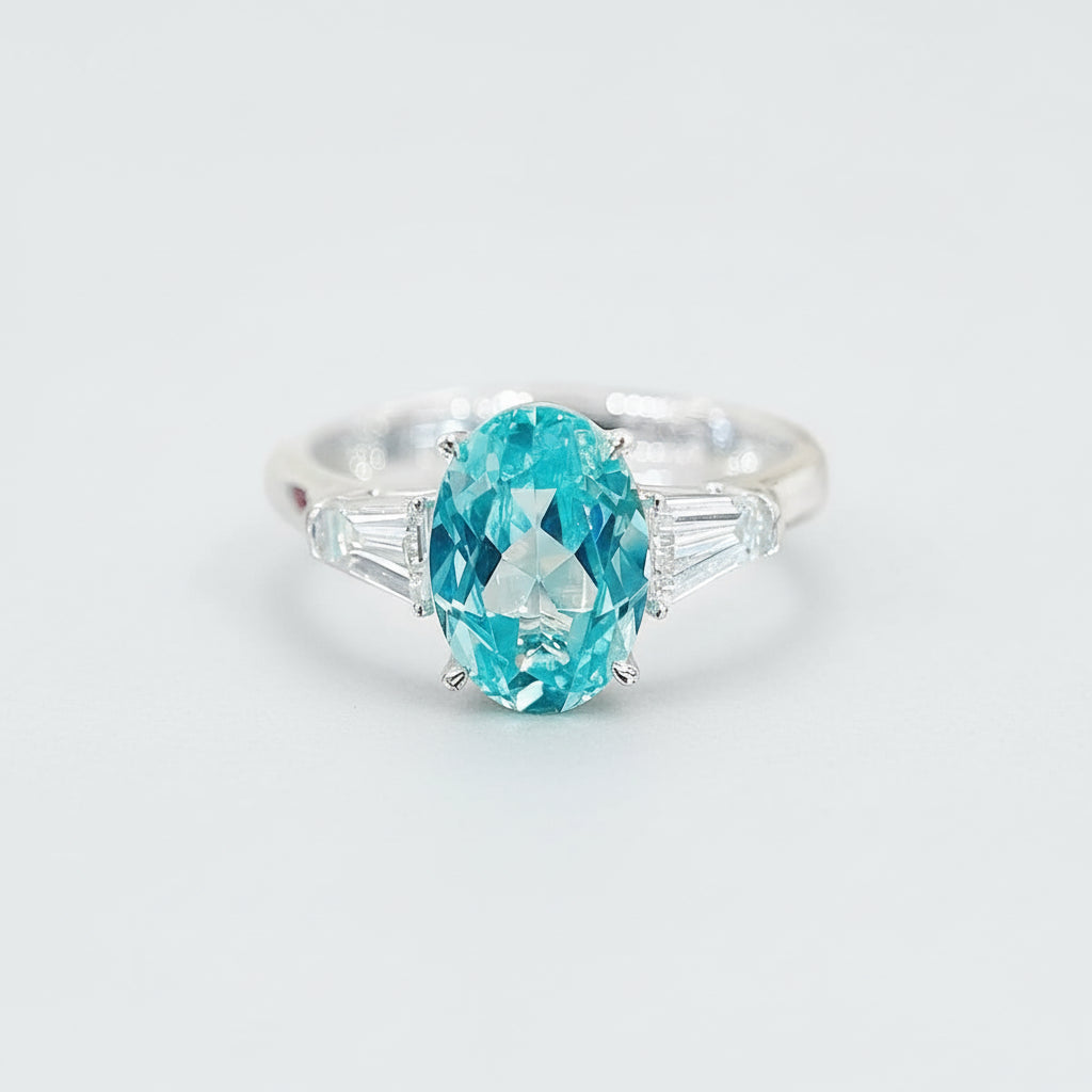 Anillo de turmalina Paraiba solitario ovalado