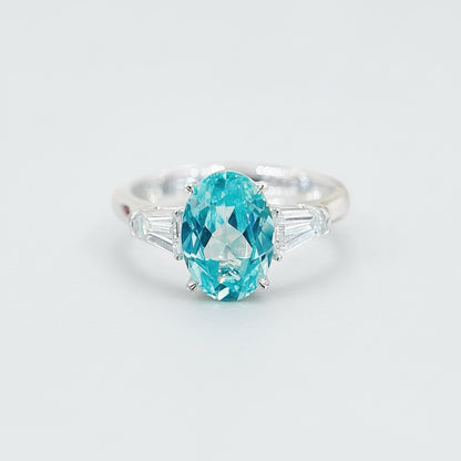 Anillo de turmalina Paraiba solitario ovalado