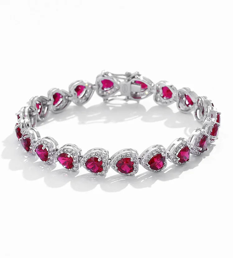 Pulsera de corindón rojo y platino PT950