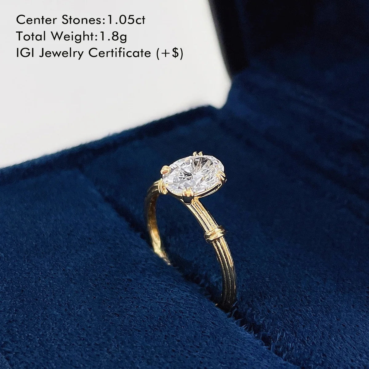 Anillo de Compromiso solitario, Corte Ovalado de 1.08ct
