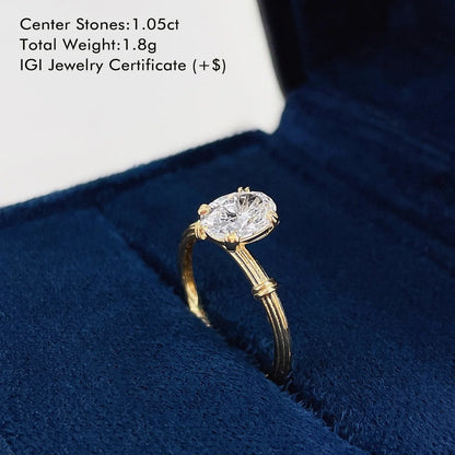 Anillo de Compromiso solitario, Corte Ovalado de 1.08ct