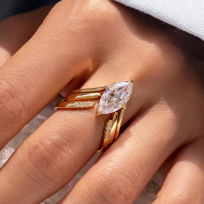 BXINY-Conjunto de anillos de moissanita de corte marquesa, placa de plata S925, oro de 18 quilates para mujer, certificado GRA, diamante de laboratorio, boda, regalos, joyería