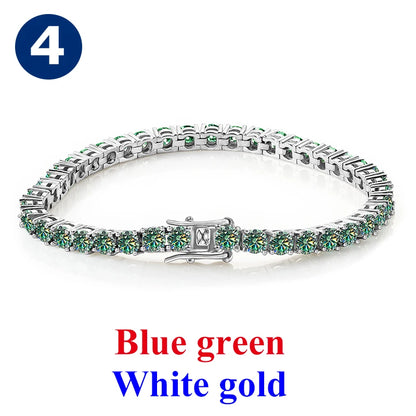 Cadena de tenis de moissanita Unisex Azul