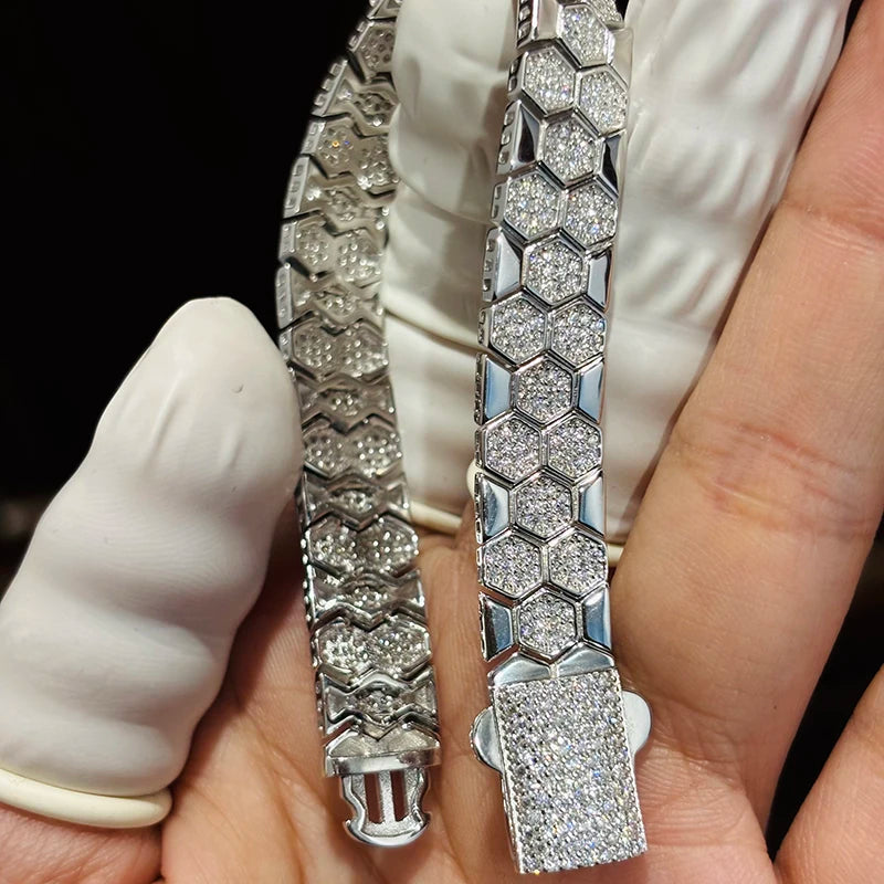Pulsera de moissanita diseño de panal
