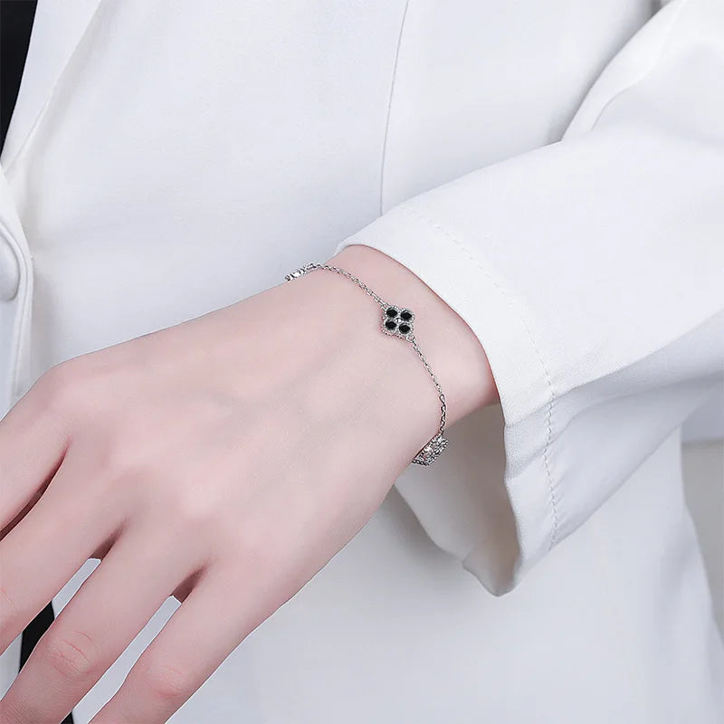 Pulsera ajustable de moissanita negra