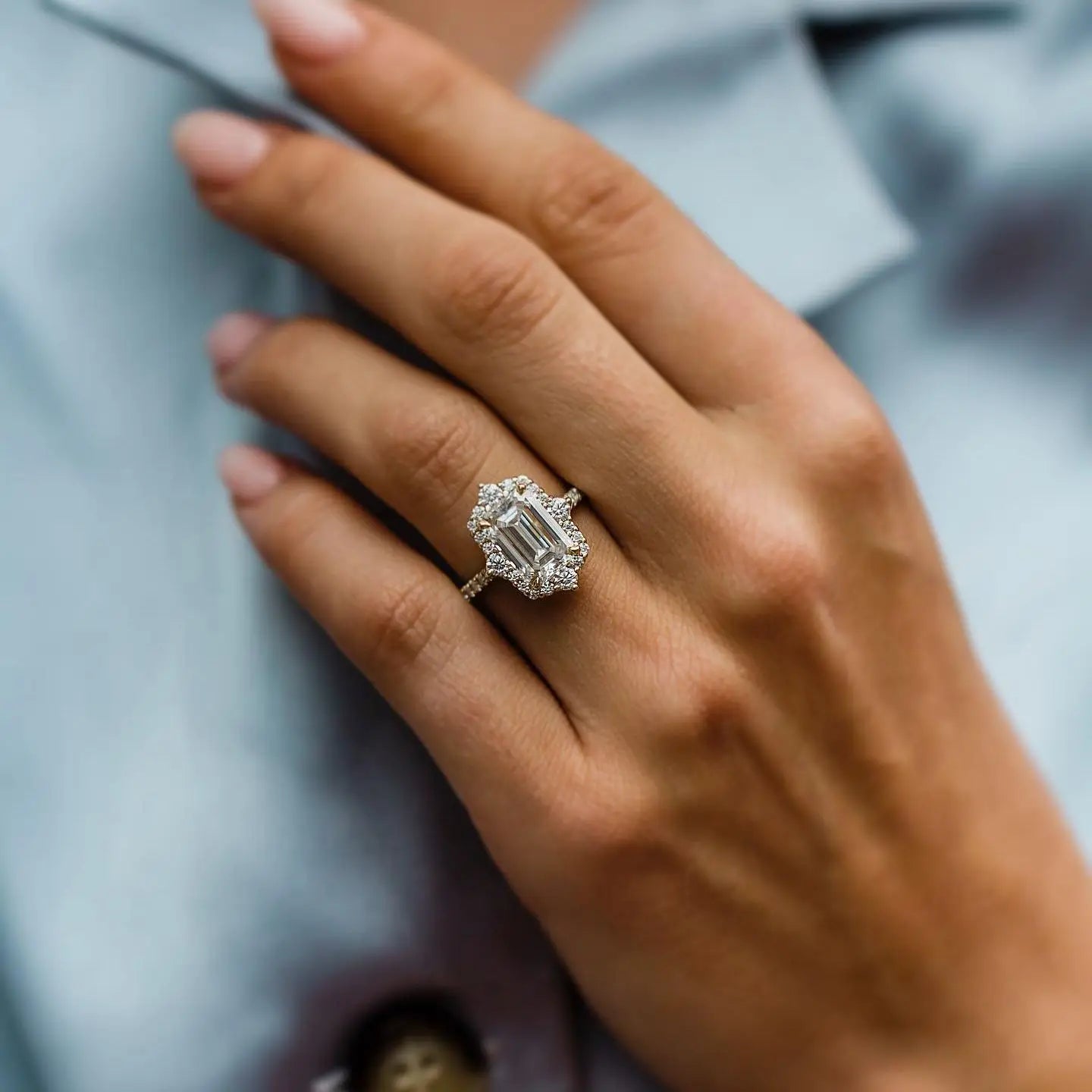 Anillos de boda de moissanita JOVOVASMILE 3,55 quilates 10x7,5mm corte Esmeralda certificado joyería de oro sólido de 14k para mujer