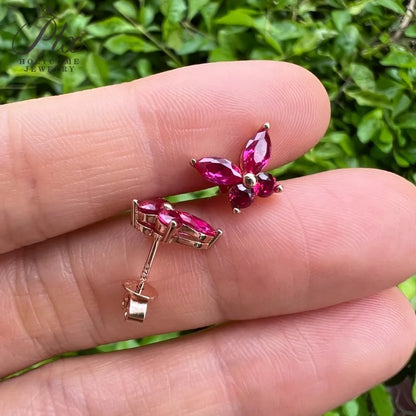 Juego de aretes mariposa de moissanita