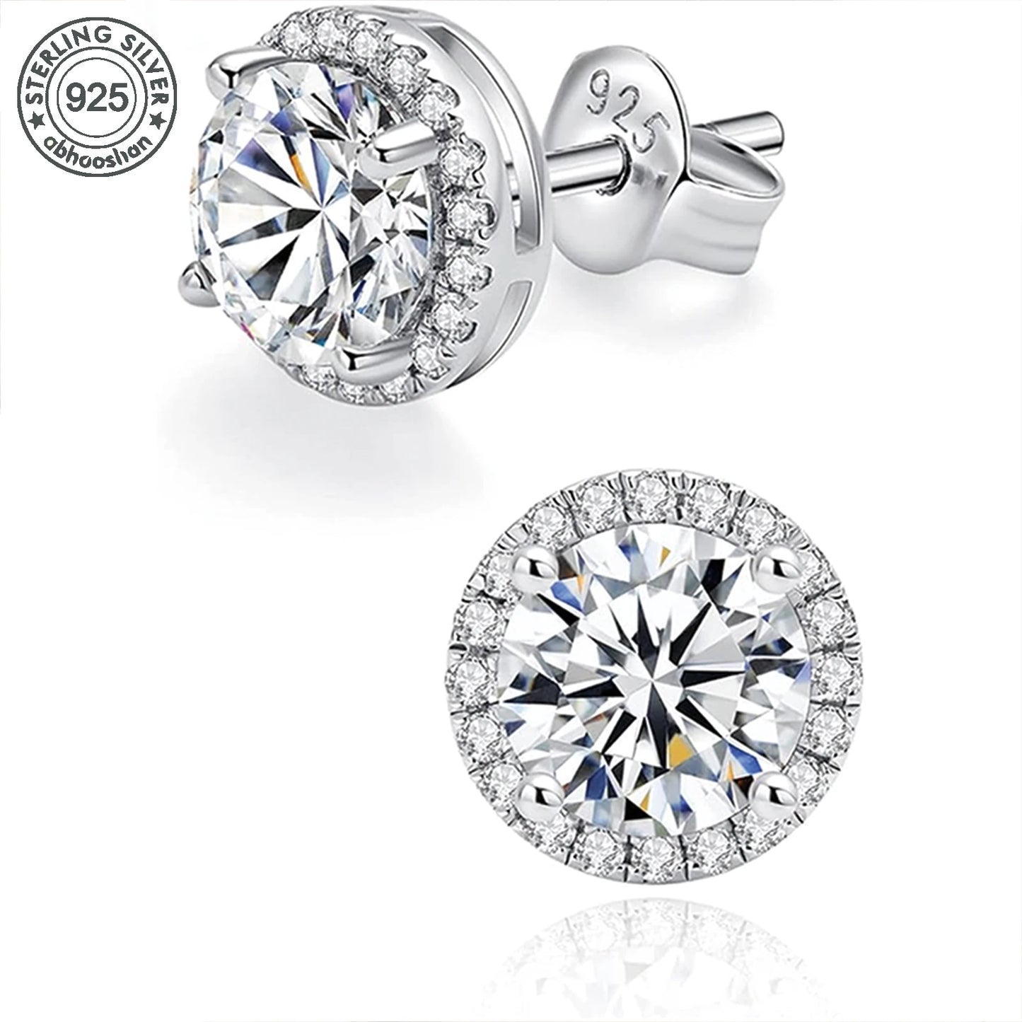 Aretes roscados de moissanita