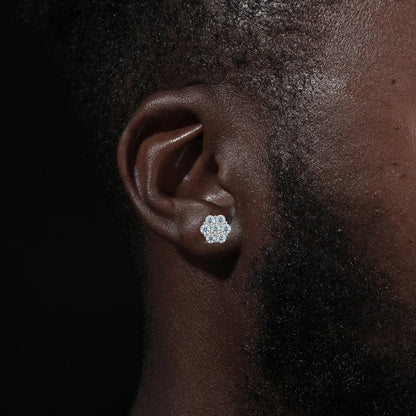 Aretes de moissanita diseño floral de 6 diamantes