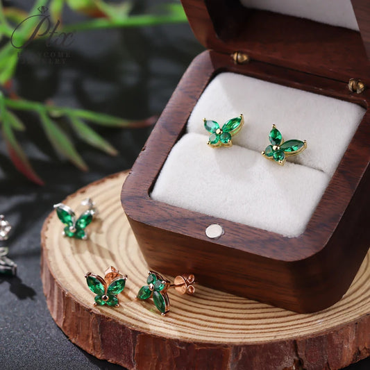 Juego de aretes mariposa de moissanita