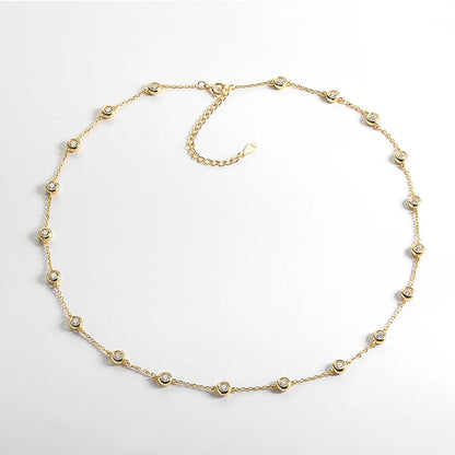 Cadena ajustable de plata de ley con moissanita 3mm