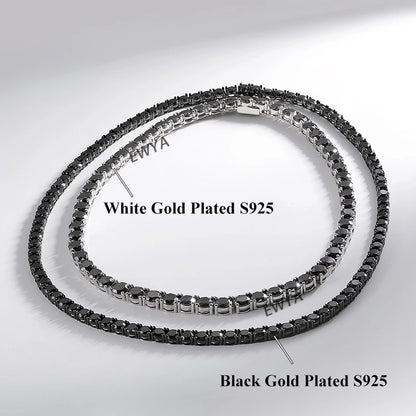 Collar tennis de moissanita negra de 3 - 6.5 mm