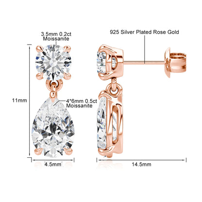 Pendientes de diamantes moissanita corte gota