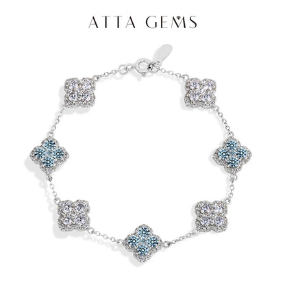 Pulsera de moissanita diseño de trébol