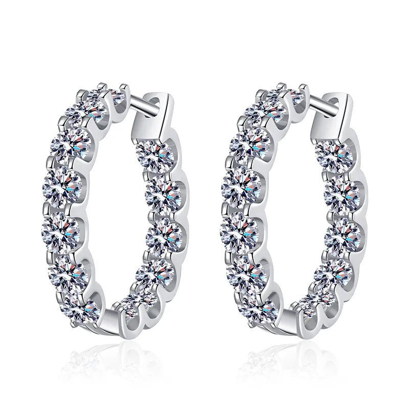 Arracadas de plata con moissanita, 2.6 quilates