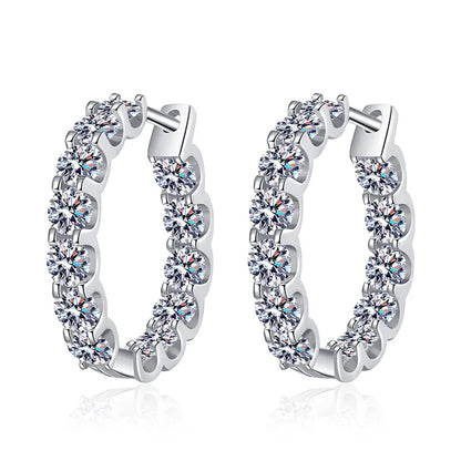 Arracadas de plata con moissanita, 2.6 quilates