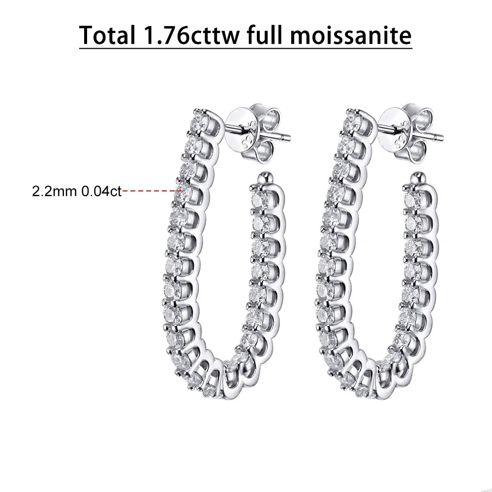 Pendientes de plata con moissanita, 0.8CT