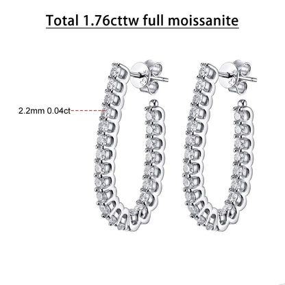 Pendientes de plata con moissanita, 0.8CT
