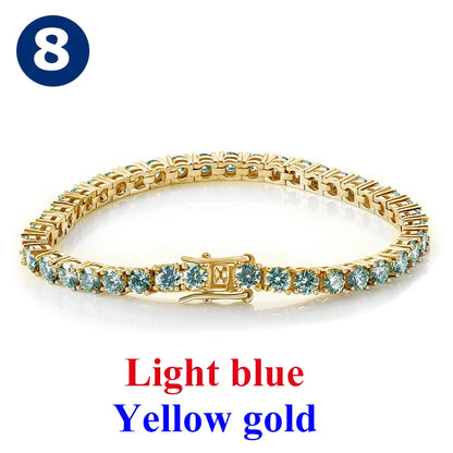 Cadena de tenis de moissanita Unisex Azul