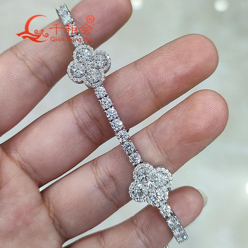 Pulsera de tenis de trébol de cuatro hojas de 12 mm y 3 mm