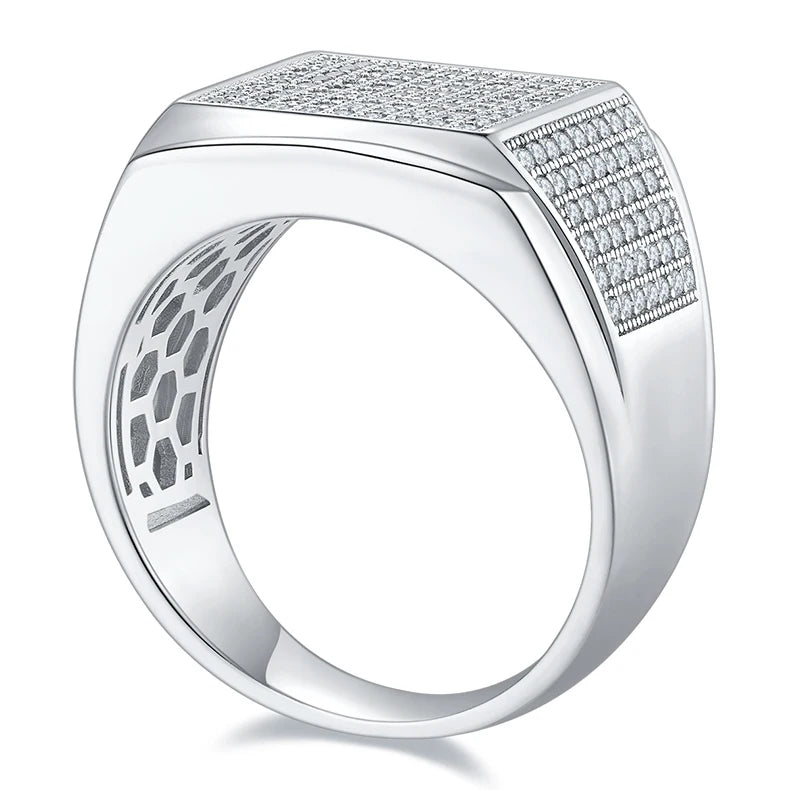 Anillo de moissanita auténtica chapado en oro blanco