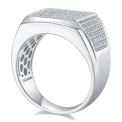 Anillo de moissanita auténtica chapado en oro blanco