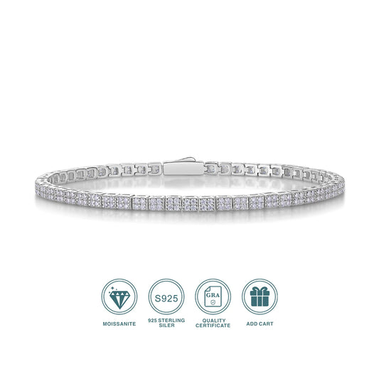 Pulsera tenis cuadrada de moissanita