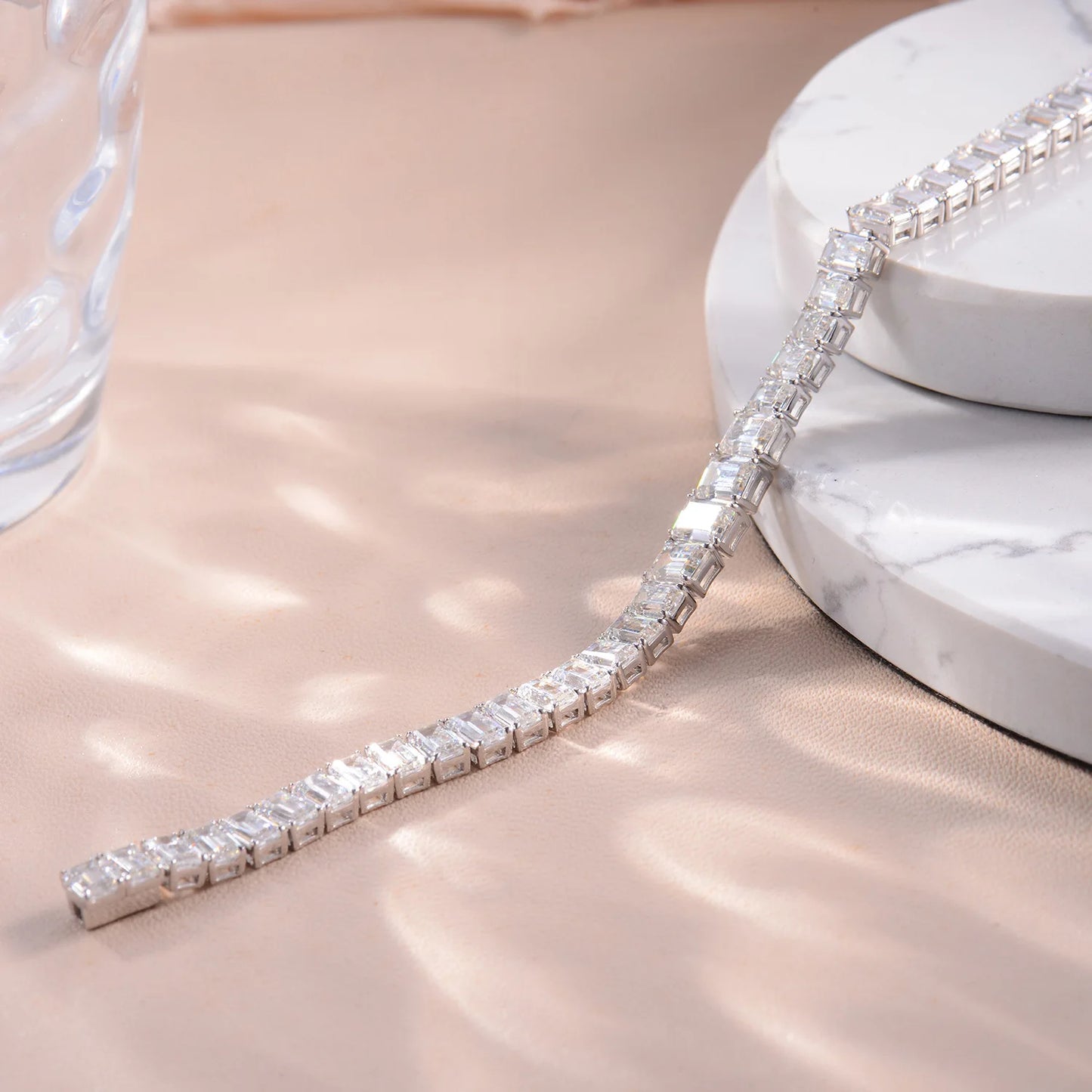 Pulsera de moissanita corte Princess 17cm