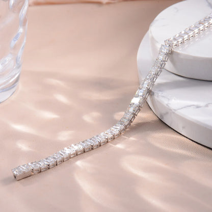 Pulsera de moissanita corte Princess 17cm