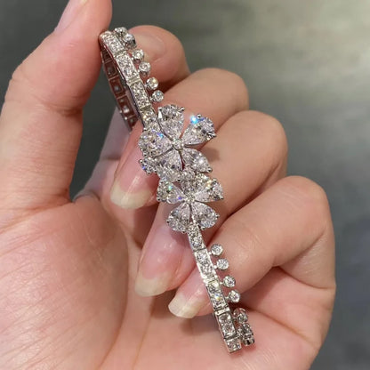 Brazalete doble flor de diamantes