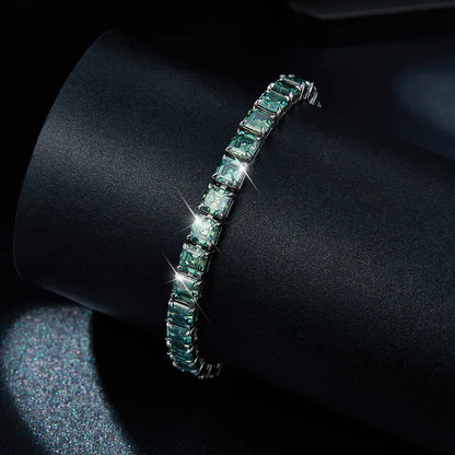 Pulsera de moissanita corte esmeralda de 5.5mm