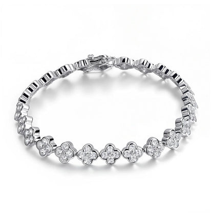 Pulsera de tenis de moissanita de 2 mm de trébol de cuatro hojas