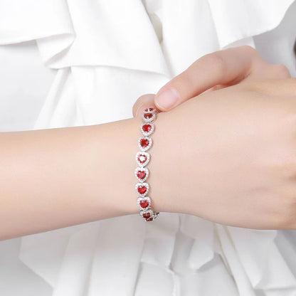 Pulsera de corindón rojo y platino PT950