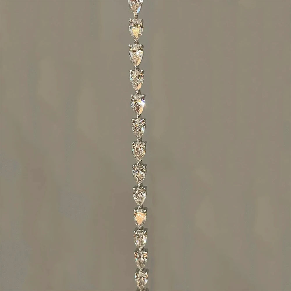 Pulsera de tenis de diamantes de moissanita con corte de pera de 3*5 mm