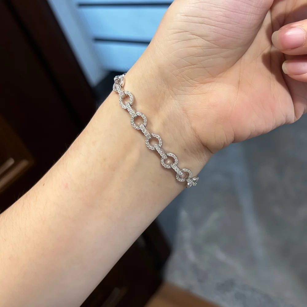 Pulseras de 3 mm con moissanita con forma de rombo