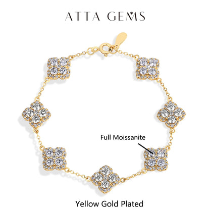 Pulsera de moissanita diseño de trébol
