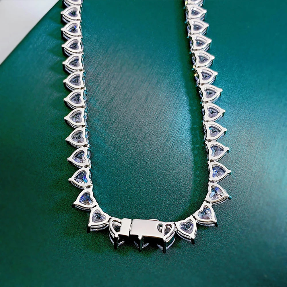 Cadena tennis de moissanita corte de corazón