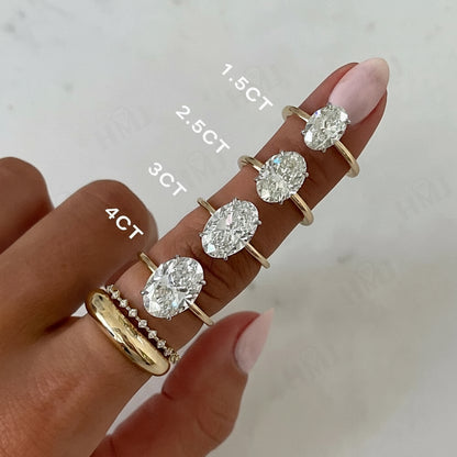 Anillo solitario de compromiso 1CT, 5CT, corte de cushion ovalado, VVS1,