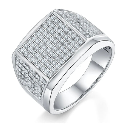 Anillo de moissanita auténtica chapado en oro blanco