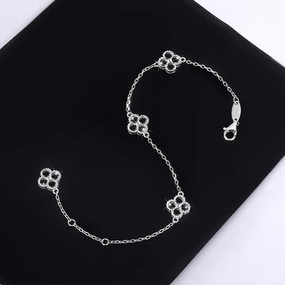 Pulsera ajustable de moissanita negra