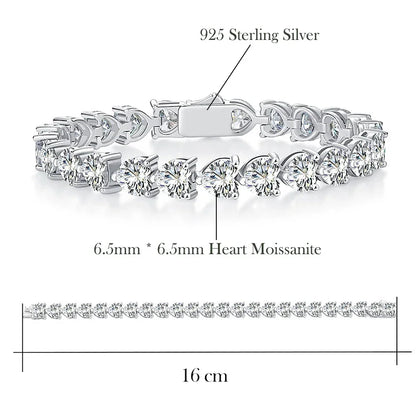 Pulsera de moissanita corte de corazón